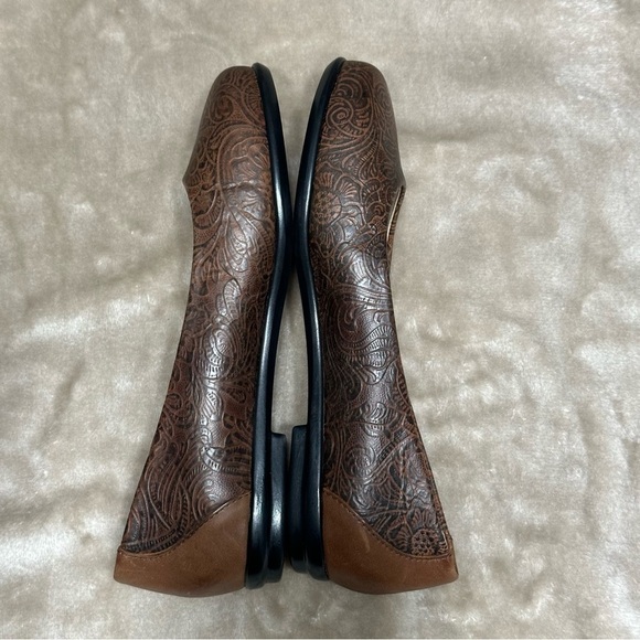 SAS Scenic Ballet Flat Brown Tool Leather Cowboy Floral Comfortable Size 9.5 - Picture 6 of 9